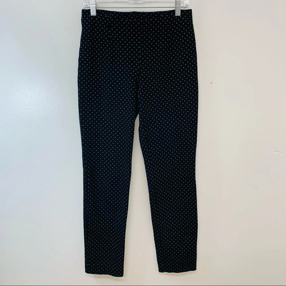 J Jill Slim Leg Ponte Pants Woman XS Pull On Black Polka Dots Stretch Comfort - Picture 1 of 13